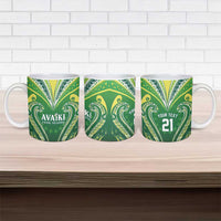 Custom Rugby Cook Islands Avaiki Ceramic Mug Green Kuki Airani Tribal Maori Inspired LT9 - Polynesian Pride