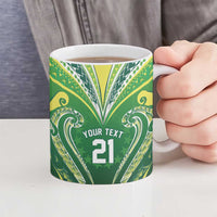 Custom Rugby Cook Islands Avaiki Ceramic Mug Green Kuki Airani Tribal Maori Inspired LT9 - Polynesian Pride
