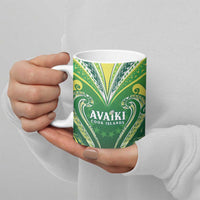Custom Rugby Cook Islands Avaiki Ceramic Mug Green Kuki Airani Tribal Maori Inspired LT9 - Polynesian Pride