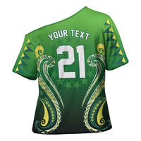 Custom Rugby Cook Islands Avaiki Cross Shoulder Shirt Green Kuki Airani Tribal Maori Inspired LT9 - Polynesian Pride