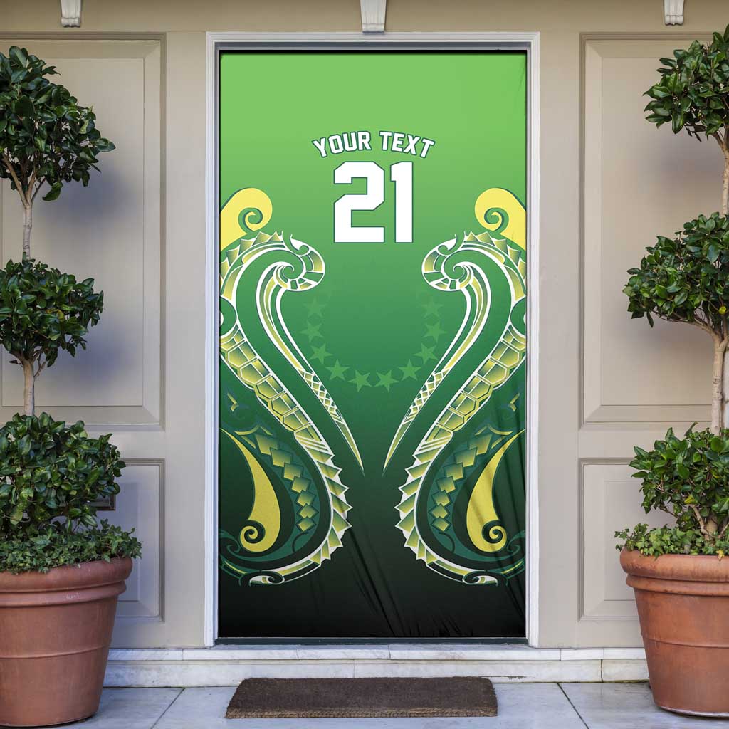 Custom Rugby Cook Islands Avaiki Door Cover Green Kuki Airani Tribal Maori Inspired LT9 Green - Polynesian Pride