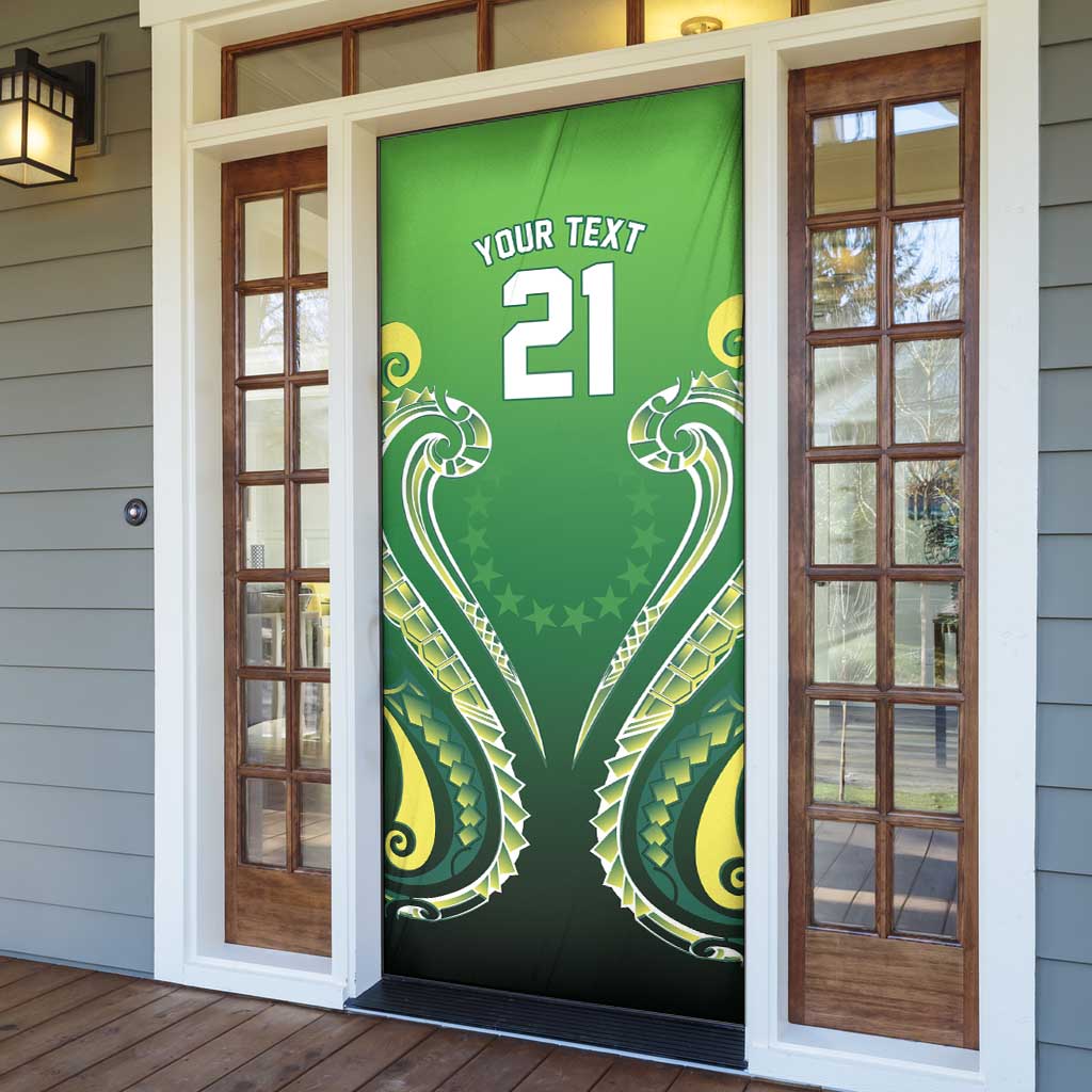Custom Rugby Cook Islands Avaiki Door Cover Green Kuki Airani Tribal Maori Inspired LT9 - Polynesian Pride