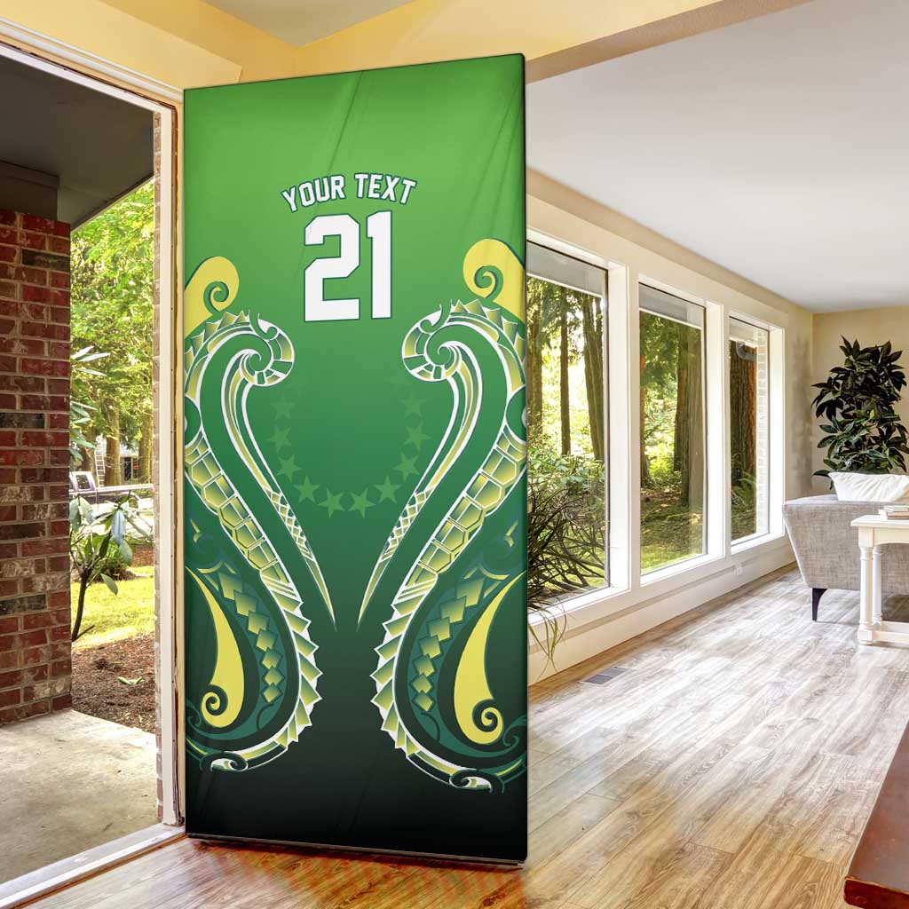 Custom Rugby Cook Islands Avaiki Door Cover Green Kuki Airani Tribal Maori Inspired LT9 - Polynesian Pride