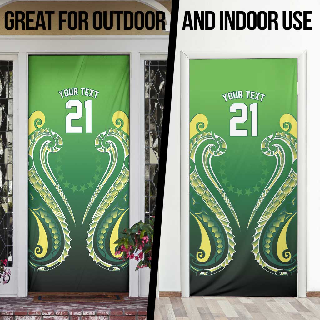Custom Rugby Cook Islands Avaiki Door Cover Green Kuki Airani Tribal Maori Inspired LT9 - Polynesian Pride