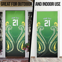 Custom Rugby Cook Islands Avaiki Door Cover Green Kuki Airani Tribal Maori Inspired LT9 - Polynesian Pride