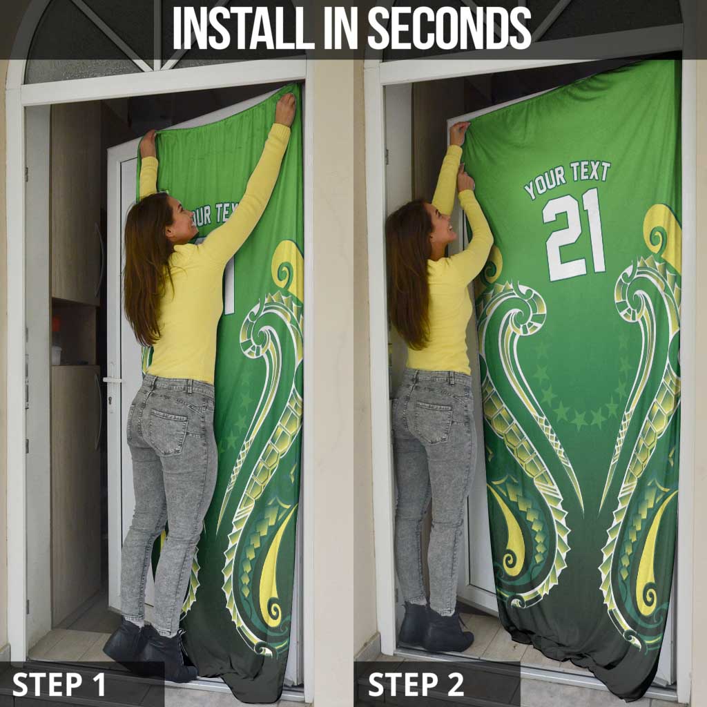 Custom Rugby Cook Islands Avaiki Door Cover Green Kuki Airani Tribal Maori Inspired LT9 - Polynesian Pride