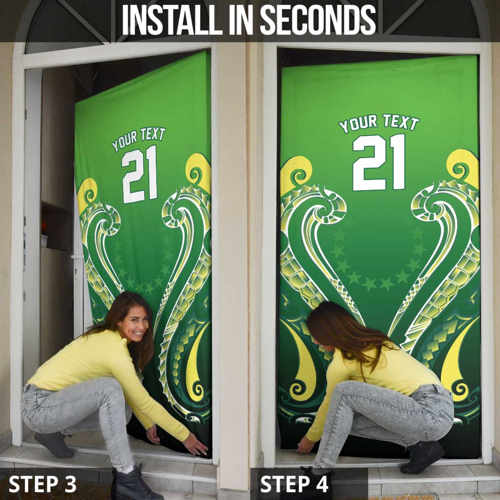 Custom Rugby Cook Islands Avaiki Door Cover Green Kuki Airani Tribal Maori Inspired LT9 - Polynesian Pride