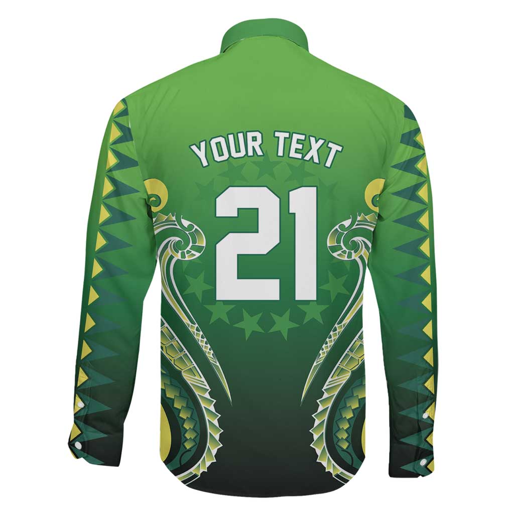 Custom Rugby Cook Islands Avaiki Family Matching Off Shoulder Maxi Dress and Hawaiian Shirt Green Kuki Airani Tribal Maori Inspired - Polynesian Pride