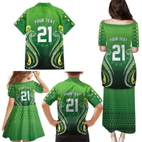 Custom Rugby Cook Islands Avaiki Family Matching Puletasi and Hawaiian Shirt Green Kuki Airani Tribal Maori Inspired - Polynesian Pride