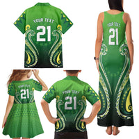 Custom Rugby Cook Islands Avaiki Family Matching Tank Maxi Dress and Hawaiian Shirt Green Kuki Airani Tribal Maori Inspired - Polynesian Pride