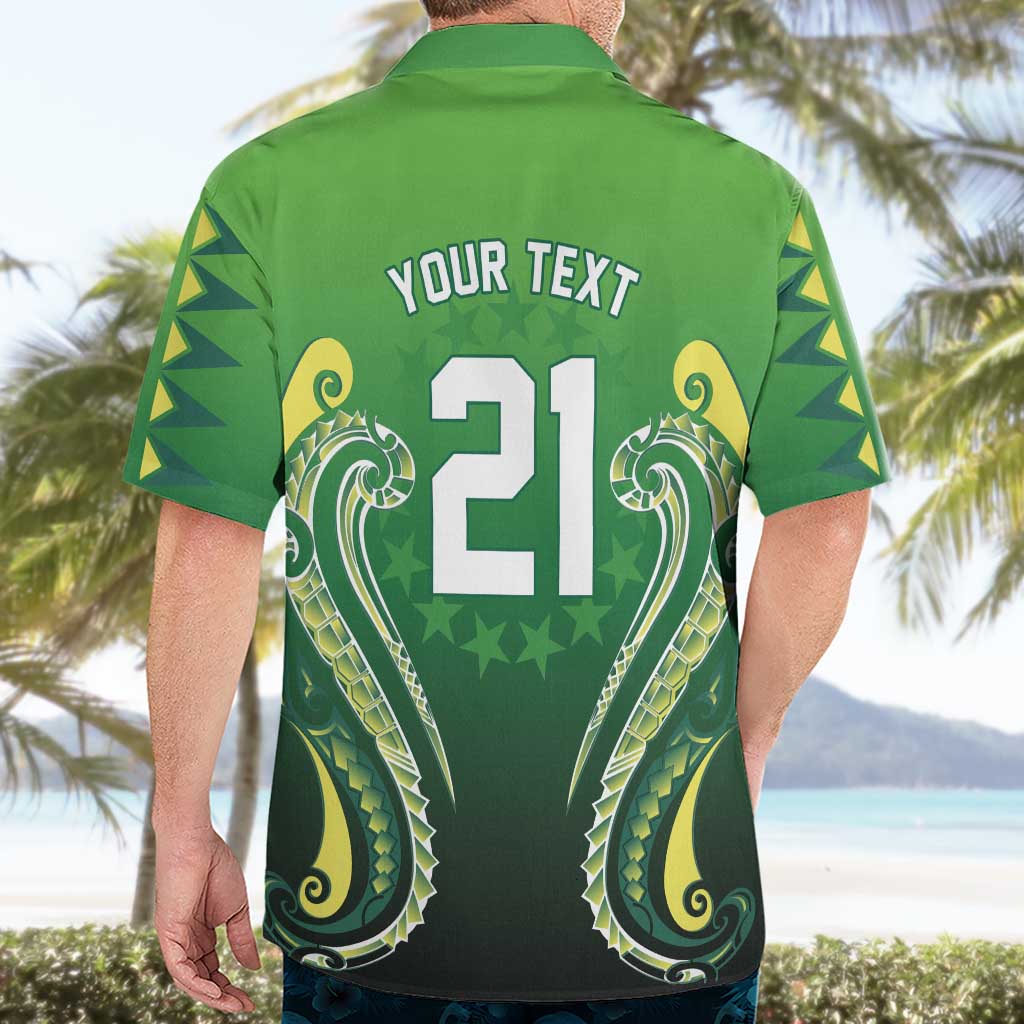 Custom Rugby Cook Islands Avaiki Hawaiian Shirt Green Kuki Airani Tribal Maori Inspired LT9 - Polynesian Pride