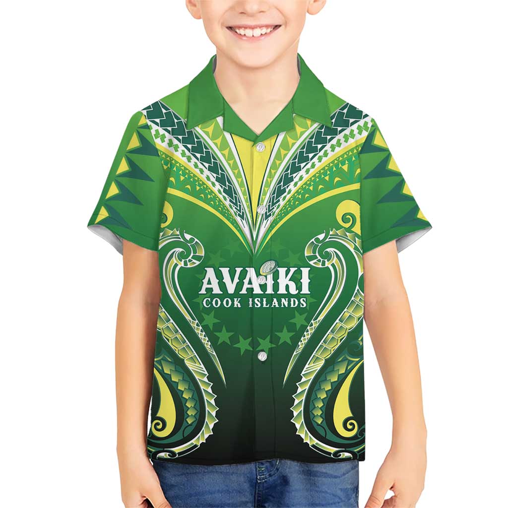 Custom Rugby Cook Islands Avaiki Hawaiian Shirt Green Kuki Airani Tribal Maori Inspired LT9 - Polynesian Pride