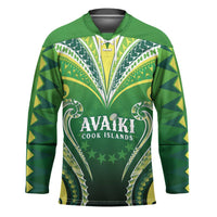 Custom Rugby Cook Islands Avaiki Hockey Jersey Green Kuki Airani Tribal Maori Inspired LT9 Unisex Green - Polynesian Pride