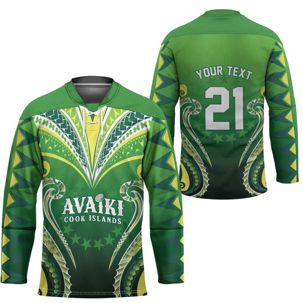 Custom Rugby Cook Islands Avaiki Hockey Jersey Green Kuki Airani Tribal Maori Inspired LT9 - Polynesian Pride