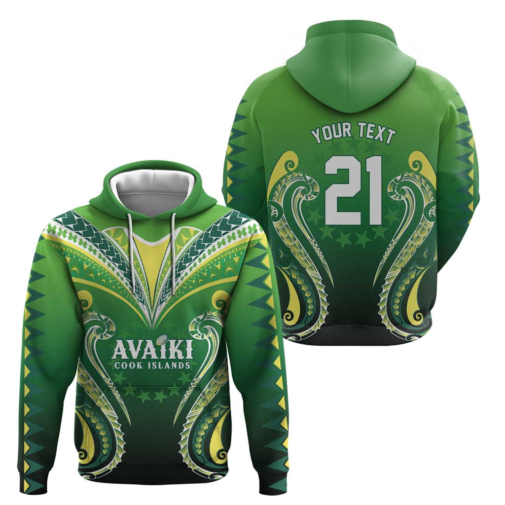Custom Rugby Cook Islands Avaiki Hoodie Green Kuki Airani Tribal Maori Inspired LT9 - Polynesian Pride