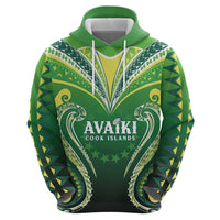Custom Rugby Cook Islands Avaiki Hoodie Green Kuki Airani Tribal Maori Inspired LT9 - Polynesian Pride