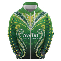 Custom Rugby Cook Islands Avaiki Hoodie Green Kuki Airani Tribal Maori Inspired LT9 - Polynesian Pride