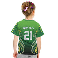 Custom Rugby Cook Islands Avaiki Kid T Shirt Green Kuki Airani Tribal Maori Inspired LT9 - Polynesian Pride