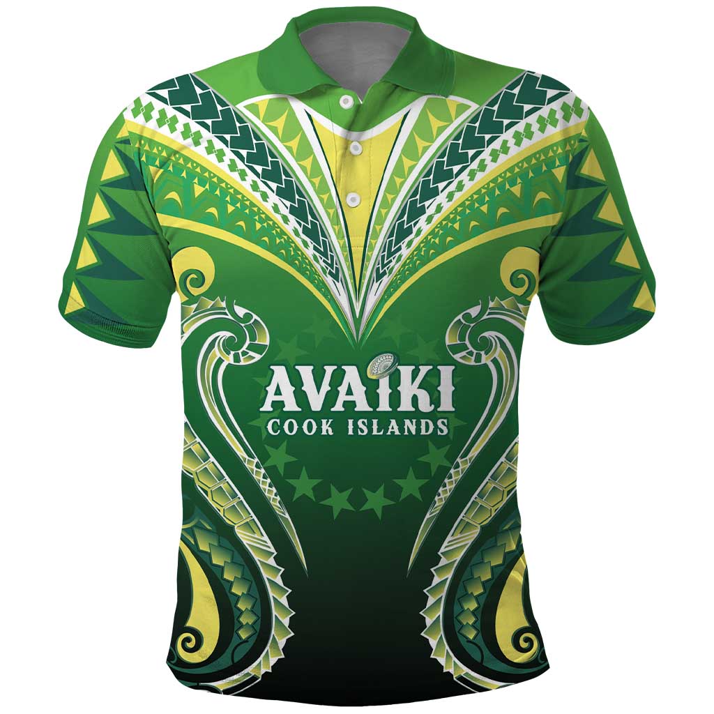 Custom Rugby Cook Islands Avaiki Polo Shirt Green Kuki Airani Tribal Maori Inspired LT9 Green - Polynesian Pride