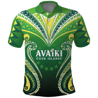Custom Rugby Cook Islands Avaiki Polo Shirt Green Kuki Airani Tribal Maori Inspired LT9 Green - Polynesian Pride