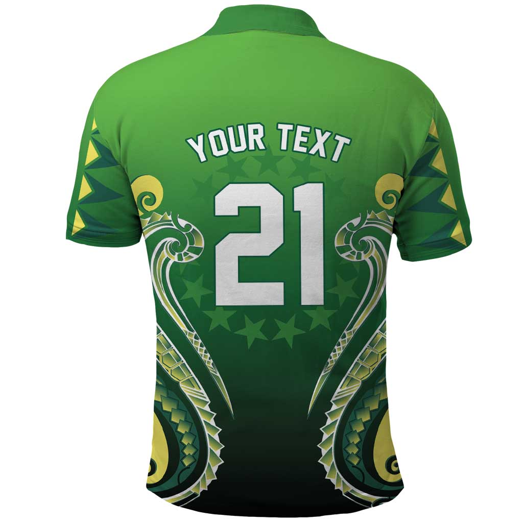 Custom Rugby Cook Islands Avaiki Polo Shirt Green Kuki Airani Tribal Maori Inspired LT9 - Polynesian Pride