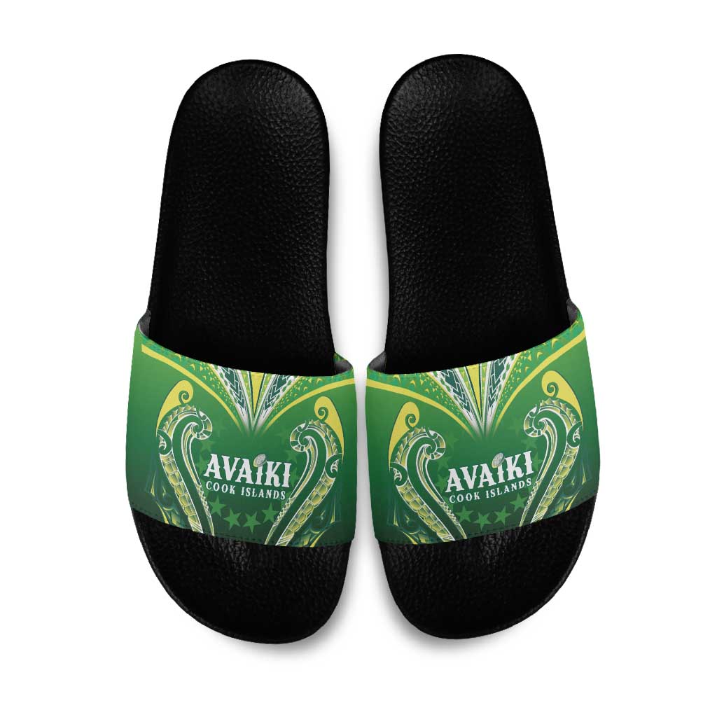 Rugby Cook Islands Avaiki Slide Sandals Green Kuki Airani Tribal Maori Inspired LT9 Green - Polynesian Pride