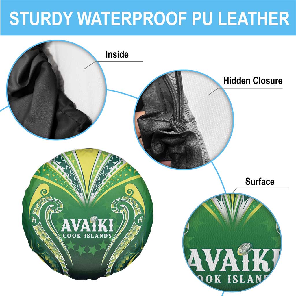 Rugby Cook Islands Avaiki Spare Tire Cover Green Kuki Airani Tribal Maori Inspired - Polynesian Pride