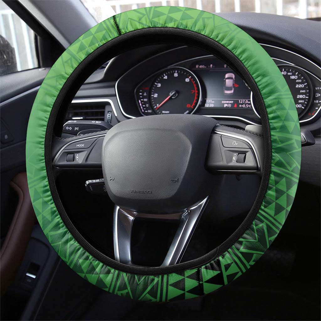 Rugby Cook Islands Avaiki Steering Wheel Cover Green Kuki Airani Tribal Maori Inspired LT9 - Polynesian Pride