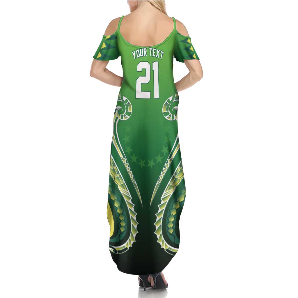 Custom Rugby Cook Islands Avaiki Summer Maxi Dress Green Kuki Airani Tribal Maori Inspired LT9 - Polynesian Pride