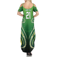 Custom Rugby Cook Islands Avaiki Summer Maxi Dress Green Kuki Airani Tribal Maori Inspired LT9 - Polynesian Pride