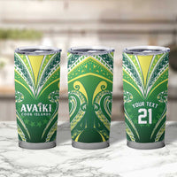 Custom Rugby Cook Islands Avaiki Tumbler Cup Green Kuki Airani Tribal Maori Inspired LT9 - Polynesian Pride