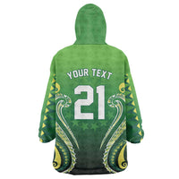 Custom Rugby Cook Islands Avaiki Wearable Blanket Hoodie Green Kuki Airani Tribal Maori Inspired LT9 - Polynesian Pride