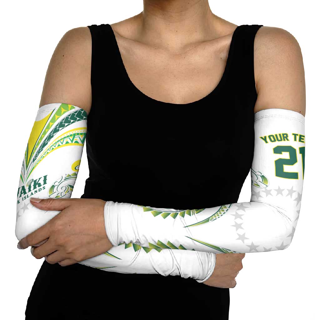 Custom Rugby Cook Islands Avaiki Arm Sleeves White Kuki Airani Tribal Maori Inspired LT9 - Polynesian Pride