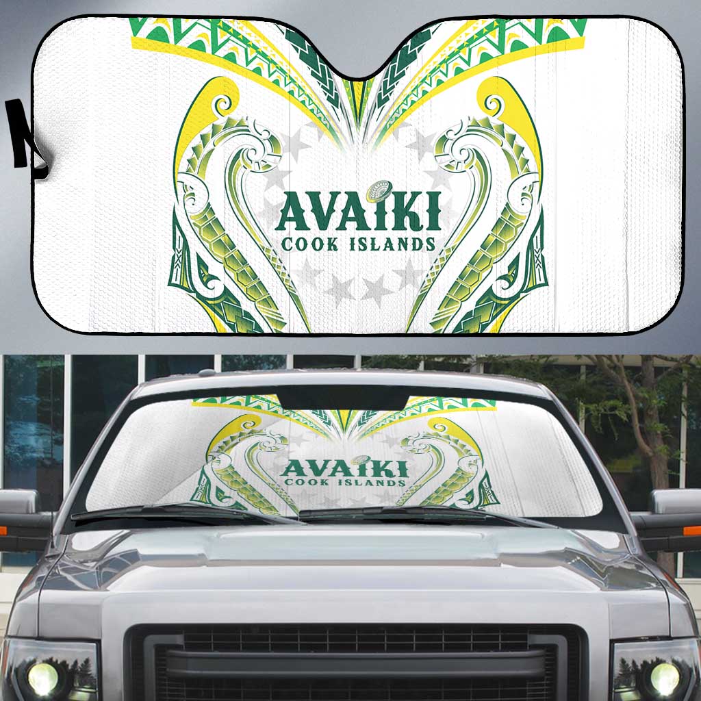 Rugby Cook Islands Avaiki Auto Sun Shade White Kuki Airani Tribal Maori Inspired LT9 White - Polynesian Pride