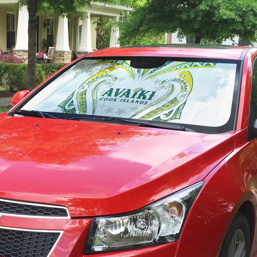 Rugby Cook Islands Avaiki Auto Sun Shade White Kuki Airani Tribal Maori Inspired LT9 - Polynesian Pride