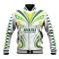 Custom Rugby Cook Islands Avaiki Baseball Jacket White Kuki Airani Tribal Maori Inspired LT9 Unisex White - Polynesian Pride
