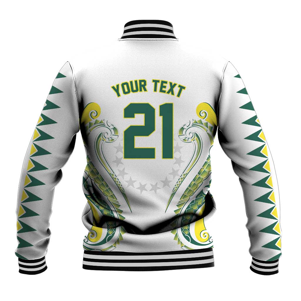 Custom Rugby Cook Islands Avaiki Baseball Jacket White Kuki Airani Tribal Maori Inspired LT9 - Polynesian Pride