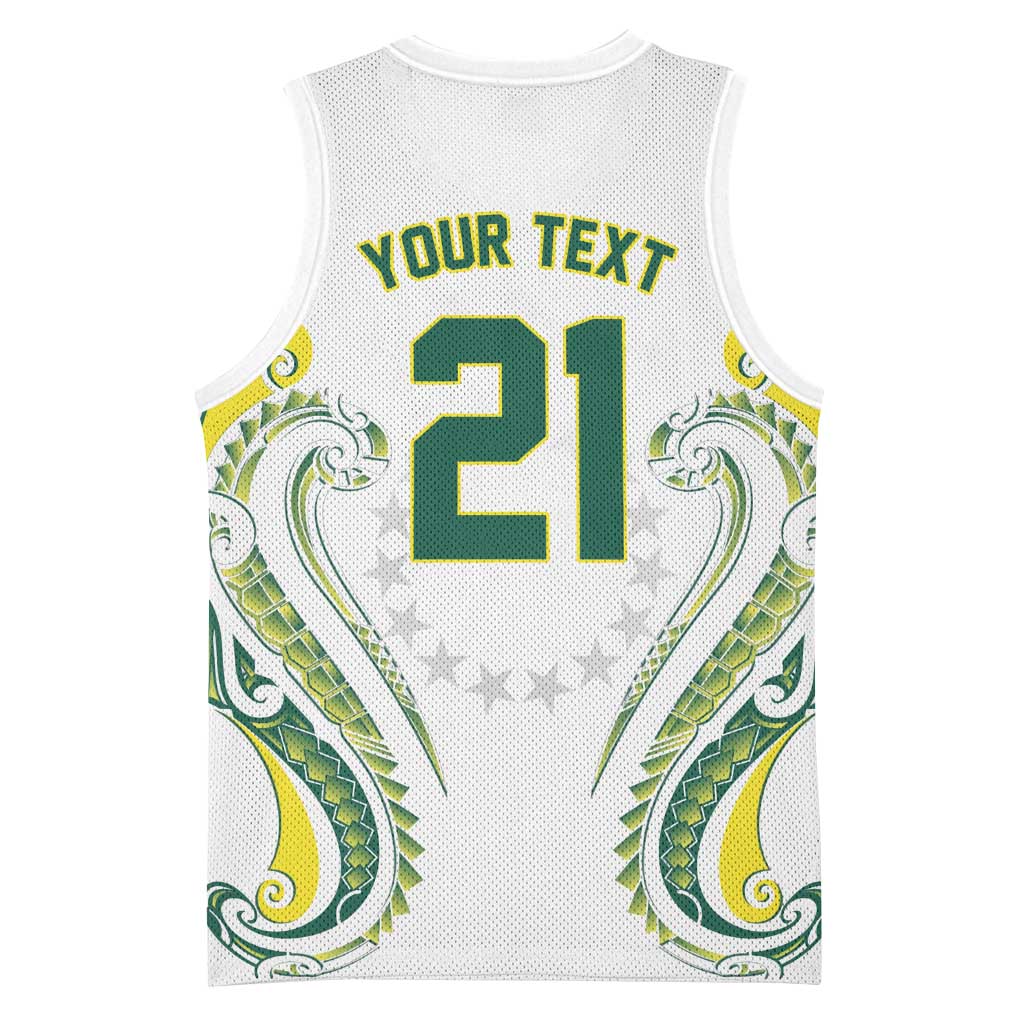 Custom Rugby Cook Islands Avaiki Basketball Jersey White Kuki Airani Tribal Maori Inspired LT9 - Polynesian Pride