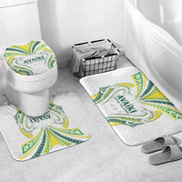 Rugby Cook Islands Avaiki Bathroom Set White Kuki Airani Tribal Maori Inspired LT9 Mat Set Only (3 pcs) One Size White - Polynesian Pride