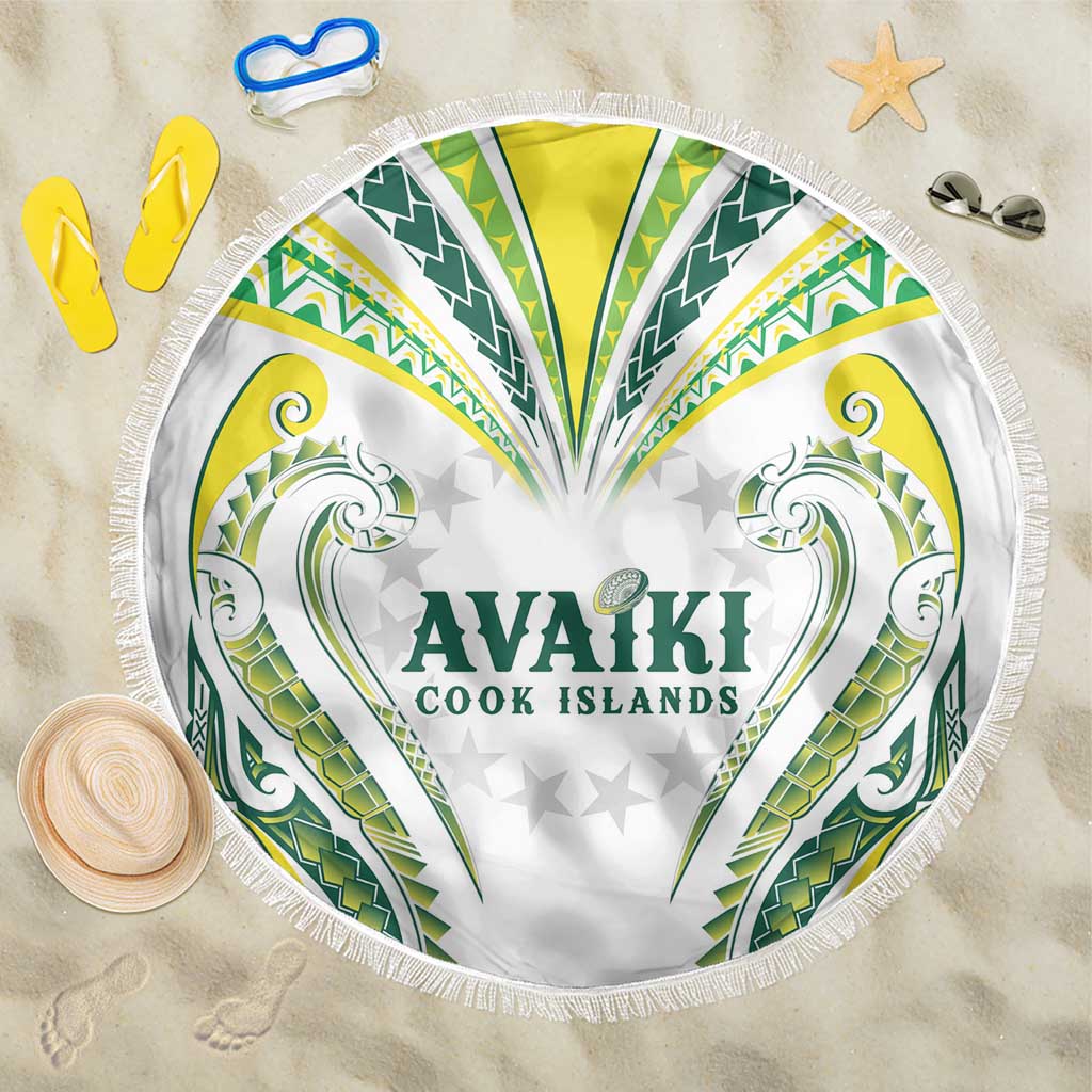 Rugby Cook Islands Avaiki Beach Blanket White Kuki Airani Tribal Maori Inspired LT9 One Size 150cm White - Polynesian Pride