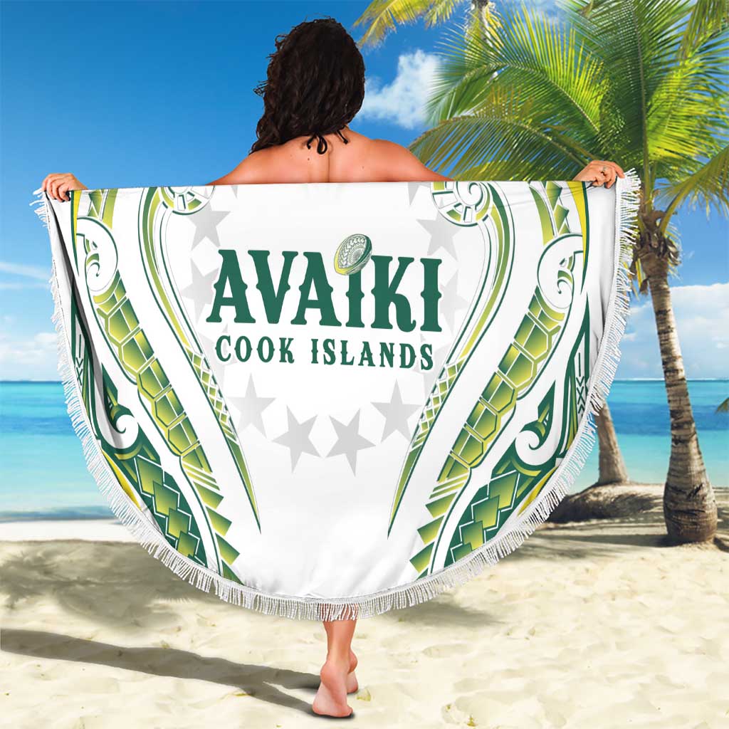Rugby Cook Islands Avaiki Beach Blanket White Kuki Airani Tribal Maori Inspired LT9 - Polynesian Pride