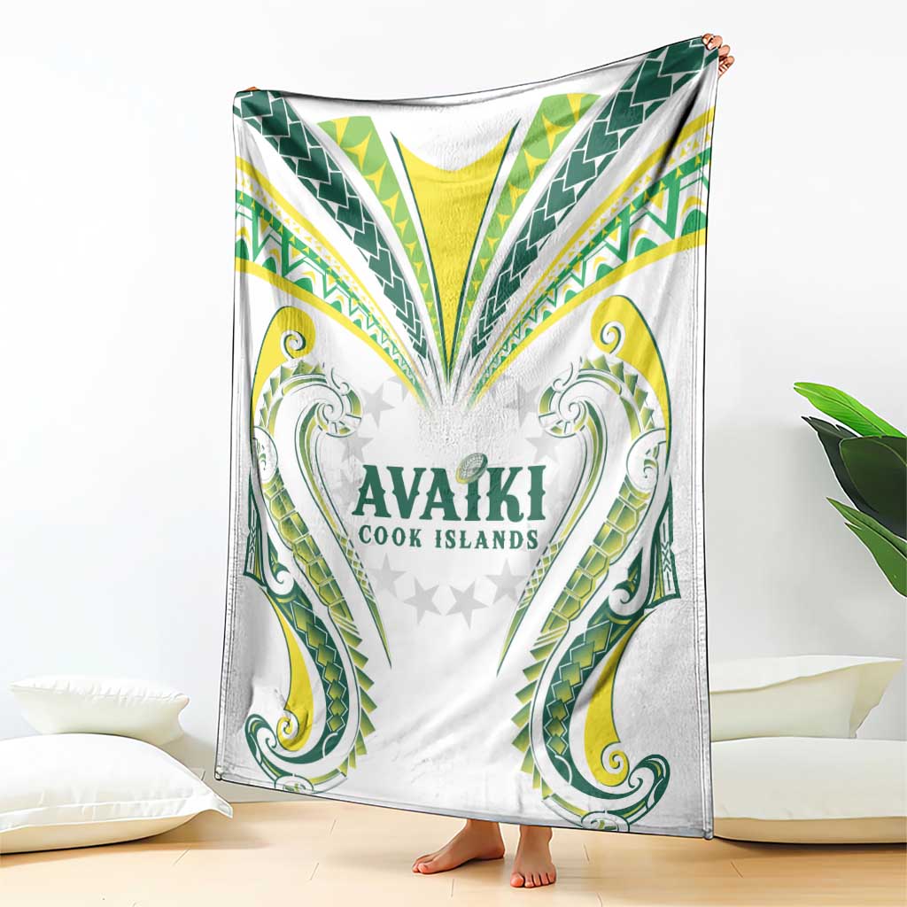Rugby Cook Islands Avaiki Blanket White Kuki Airani Tribal Maori Inspired LT9 - Polynesian Pride