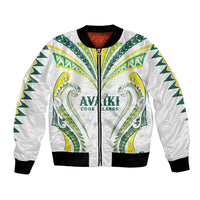 Custom Rugby Cook Islands Avaiki Bomber Jacket White Kuki Airani Tribal Maori Inspired LT9 Unisex White - Polynesian Pride