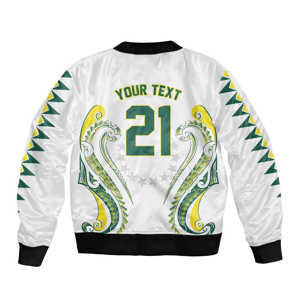 Custom Rugby Cook Islands Avaiki Bomber Jacket White Kuki Airani Tribal Maori Inspired LT9 - Polynesian Pride
