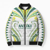 Custom Rugby Cook Islands Avaiki Bomber Puffer Jacket White Kuki Airani Tribal Maori Inspired LT9 Unisex White - Polynesian Pride