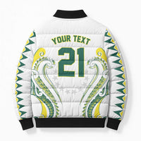 Custom Rugby Cook Islands Avaiki Bomber Puffer Jacket White Kuki Airani Tribal Maori Inspired LT9 - Polynesian Pride