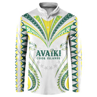 Custom Rugby Cook Islands Avaiki Button Sweatshirt White Kuki Airani Tribal Maori Inspired LT9 White - Polynesian Pride