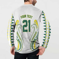 Custom Rugby Cook Islands Avaiki Button Sweatshirt White Kuki Airani Tribal Maori Inspired LT9 - Polynesian Pride