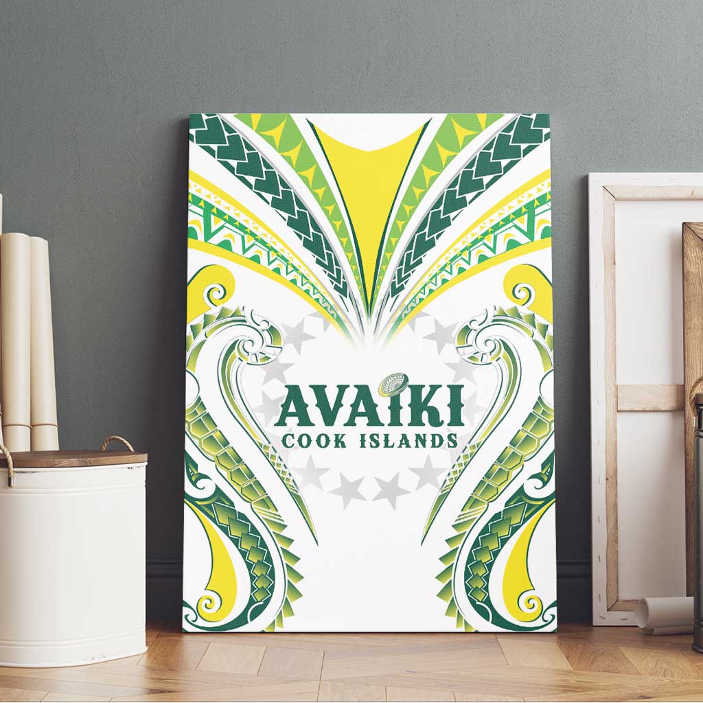 Rugby Cook Islands Avaiki Canvas Wall Art White Kuki Airani Tribal Maori Inspired LT9 - Polynesian Pride