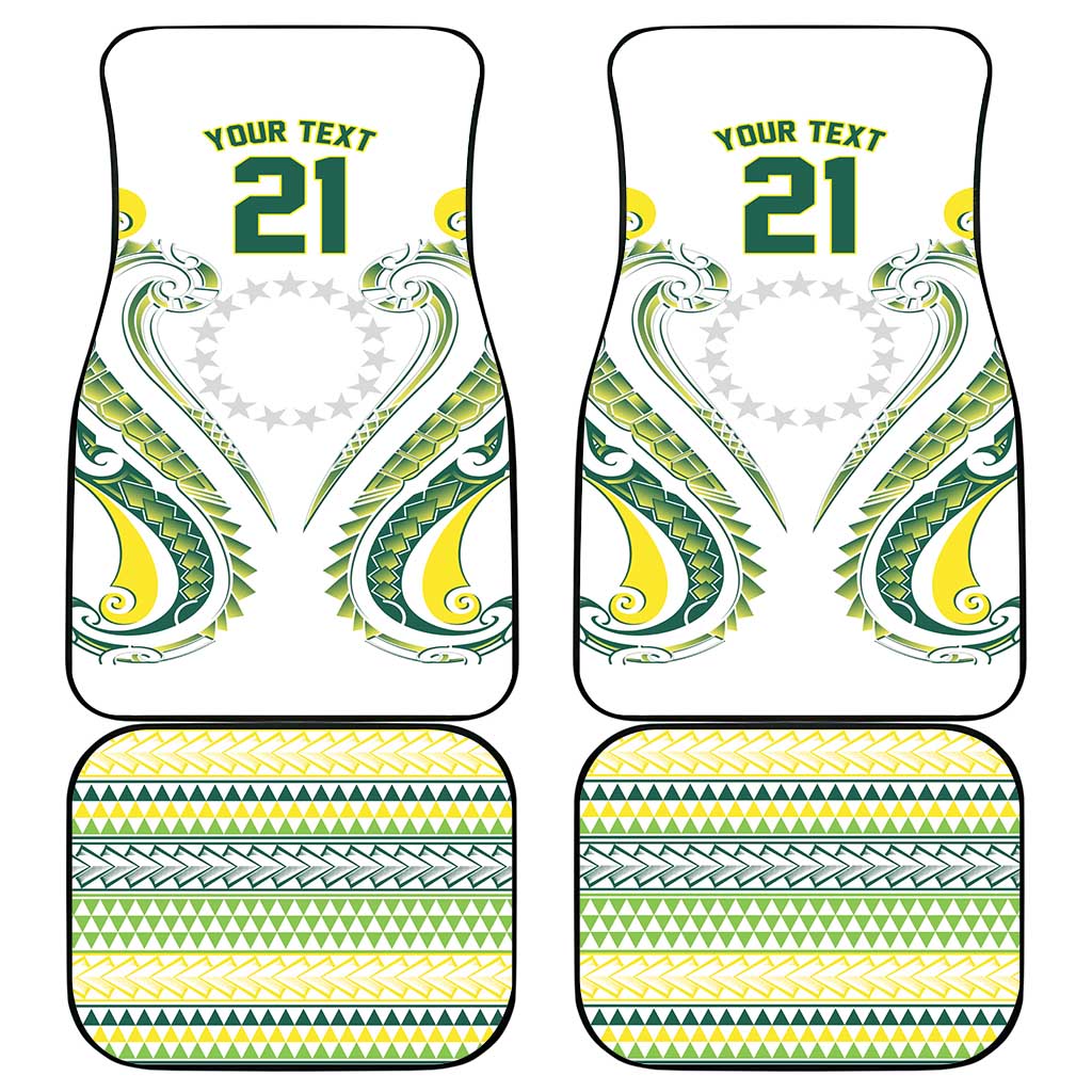 Custom Rugby Cook Islands Avaiki Car Mats White Kuki Airani Tribal Maori Inspired LT9 - Polynesian Pride